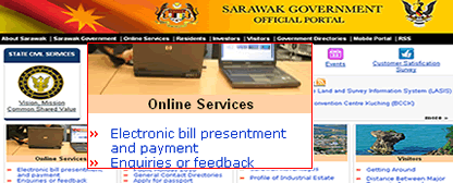 screen capture on Sarawak Government Official Portal